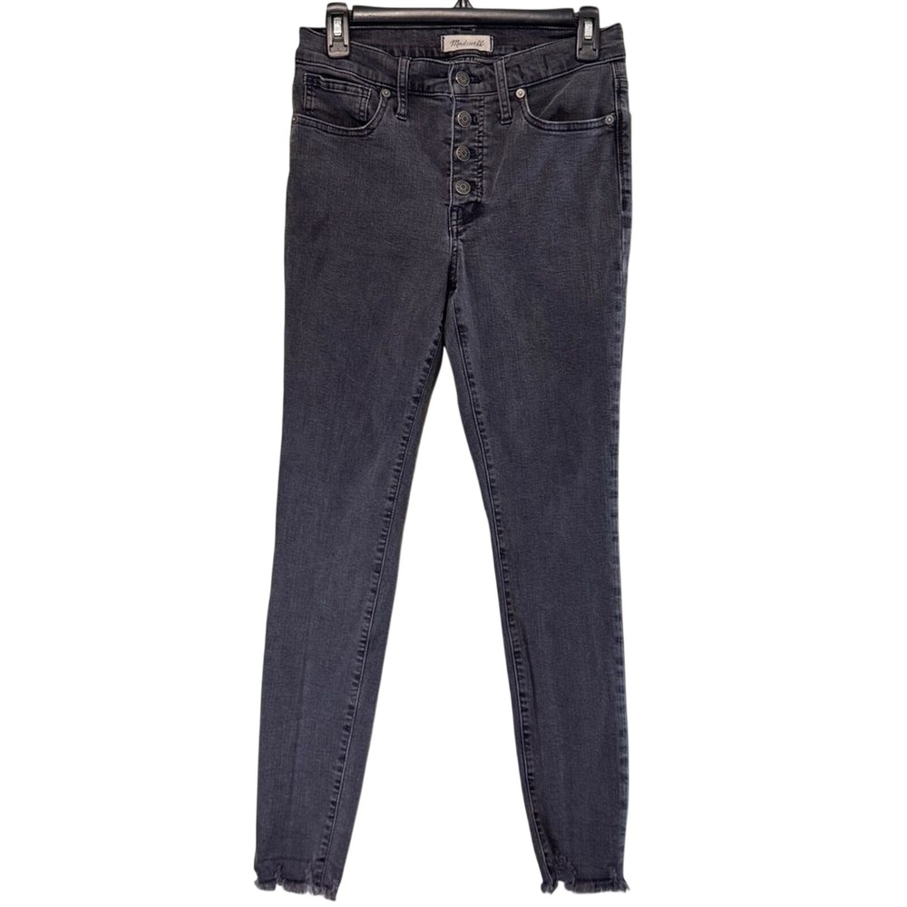 Madewell 9" Mid-rise Skinny Black Gray‎ Button Fly Denim Jeans Size 28